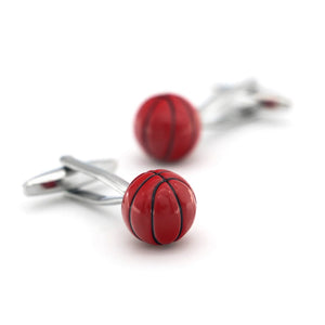 Red Sport Ball Basketball Cuff Links Brass Men's Cufflinks