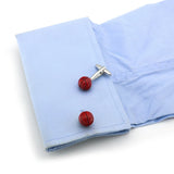 Red Sport Ball Basketball Cuff Links Brass Men's Cufflinks