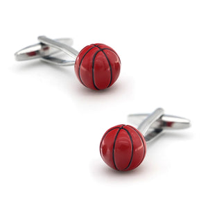 Red Sport Ball Basketball Cuff Links Brass Men's Cufflinks