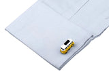 Yellow Wagon Car 3D Bus Cufflinks Brass Men's Cufflinks