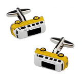 Yellow Wagon Car 3D Bus Cufflinks Brass Men's Cufflinks