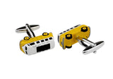 Yellow Wagon Car 3D Bus Cufflinks Brass Men's Cufflinks