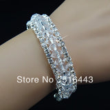 Clear Crystal Czech Rhinestones Stretchy Women Charms Bangles Bracelets Jewelry