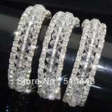 Clear Crystal Czech Rhinestones Stretchy Women Charms Bangles Bracelets Jewelry