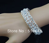 Clear Crystal Czech Rhinestones Stretchy Women Charms Bangles Bracelets Jewelry