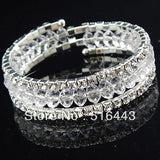 Clear Crystal Czech Rhinestones Stretchy Women Charms Bangles Bracelets Jewelry