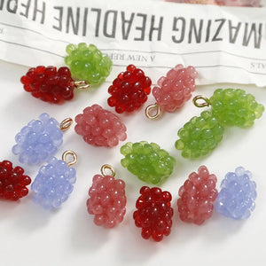 40pcs Jelly Colorful Fruit Grape DIY Charms Necklace Bracelet Pendants