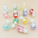 40pcs 25*20MM Colorful Glitter Glass Bottle Charms DIY Jewelry Pendants