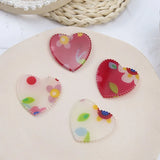 40pcs Floral Heart Shape Resin Charms DIY Jewelry Findings