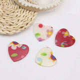 40pcs Floral Heart Shape Resin Charms DIY Jewelry Findings