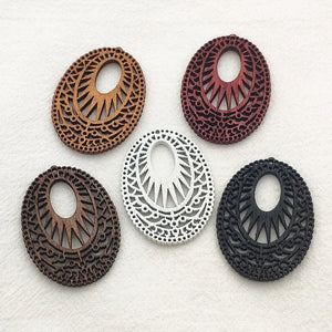 100pcs Wood Charm Oval Pendants Jewelry Findings DIY Parts