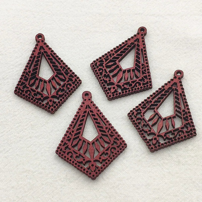 Wood Rhombus Pendants 100pcs Jewelry DIY, Findings & Components