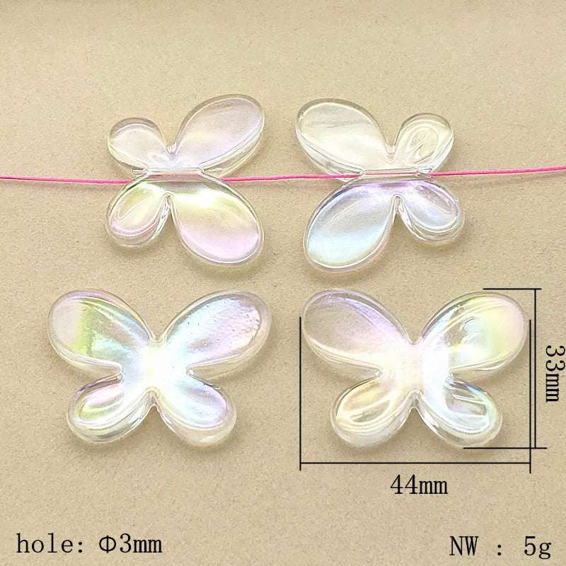 44x33mm 50pcs Clear Aurora/AB Butterfly Beads for Jewelry Making