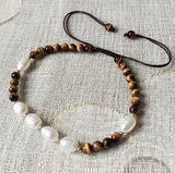 Natural Gemstone Pearl Bracelet Small Rice Pearl Adjustable Bracelets Women Girl