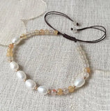 Natural Gemstone Pearl Bracelet Small Rice Pearl Adjustable Bracelets Women Girl