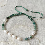 Natural Gemstone Pearl Bracelet Small Rice Pearl Adjustable Bracelets Women Girl