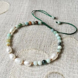Natural Gemstone Pearl Bracelet Small Rice Pearl Adjustable Bracelets Women Girl