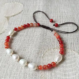 Natural Gemstone Pearl Bracelet Small Rice Pearl Adjustable Bracelets Women Girl