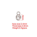 50Pcs Birthstone Charms 6mm Round Rhinestones Stainless Steel DIY Jewelry