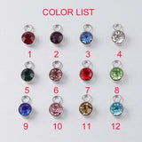 50Pcs Birthstone Charms 6mm Round Rhinestones Stainless Steel DIY Jewelry