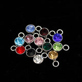 50Pcs Birthstone Charms 6mm Round Rhinestones Stainless Steel DIY Jewelry