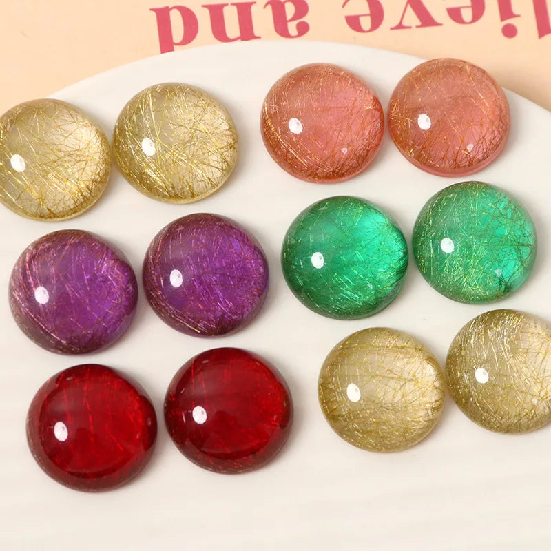 50pcs 20mm Resin Cabochons Flatback Glitter for Jewelry Hair Clip Beading