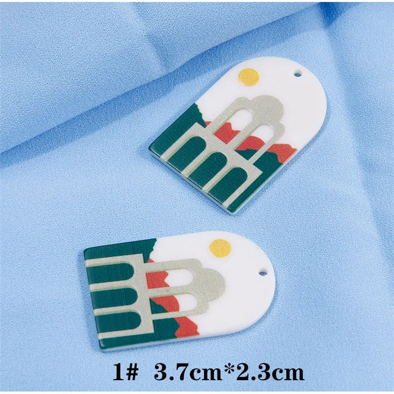 50pcs 37*23mm Colorful Plant Flower Acrylic Charms for Jewelry Resin