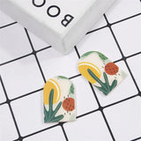 50pcs 37*23mm Colorful Plant Flower Acrylic Charms for Jewelry Resin