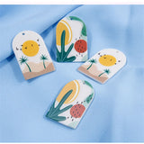 50pcs 37*23mm Colorful Plant Flower Acrylic Charms for Jewelry Resin
