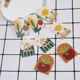 50pcs 37*23mm Colorful Plant Flower Acrylic Charms for Jewelry Resin