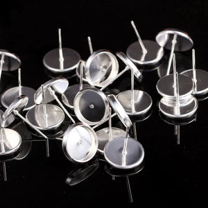 50pcs 925 Sterling Silver Stud Earring Components DIY Ear Findings Jewelry