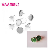 50pcs 925 Sterling Silver Stud Earring Components DIY Ear Findings Jewelry
