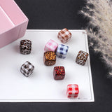 50pcs Square Cube Resin Beads DIY Jewelry Findings Leopard Print