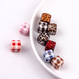 50pcs Square Cube Resin Beads DIY Jewelry Findings Leopard Print