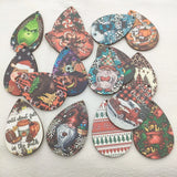 55x37mm 100pcs Wood Charm Coloured Draw Pendant for Christmas Earring DIY Parts