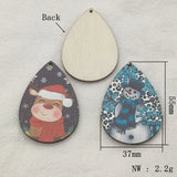 55x37mm 100pcs Wood Charm Coloured Draw Pendant for Christmas Earring DIY Parts