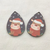 55x37mm 100pcs Wood Charm Coloured Draw Pendant for Christmas Earring DIY Parts
