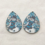 55x37mm 100pcs Wood Charm Coloured Draw Pendant for Christmas Earring DIY Parts