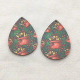 55x37mm 100pcs Wood Charm Coloured Draw Pendant for Christmas Earring DIY Parts