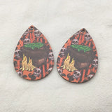 55x37mm 100pcs Wood Charm Coloured Draw Pendant for Christmas Earring DIY Parts