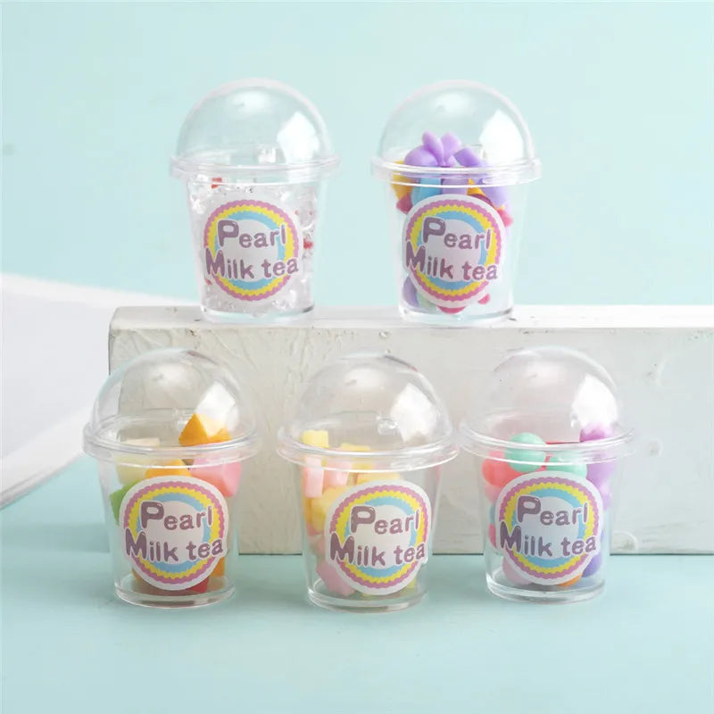 5pcs Milk Tea Cup Butterfly Pendant DIY Keychain Jewelry Making Accessories