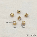 Cubic Zirconia/Copper Beads for Jewelry Making, 50pcs
