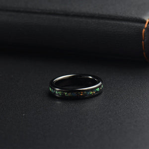 6mm Stainless Steel Wedding Rings Colorful Opal Size 6-13