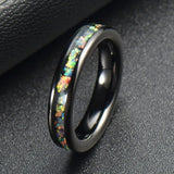 6mm Stainless Steel Wedding Rings Colorful Opal Size 6-13