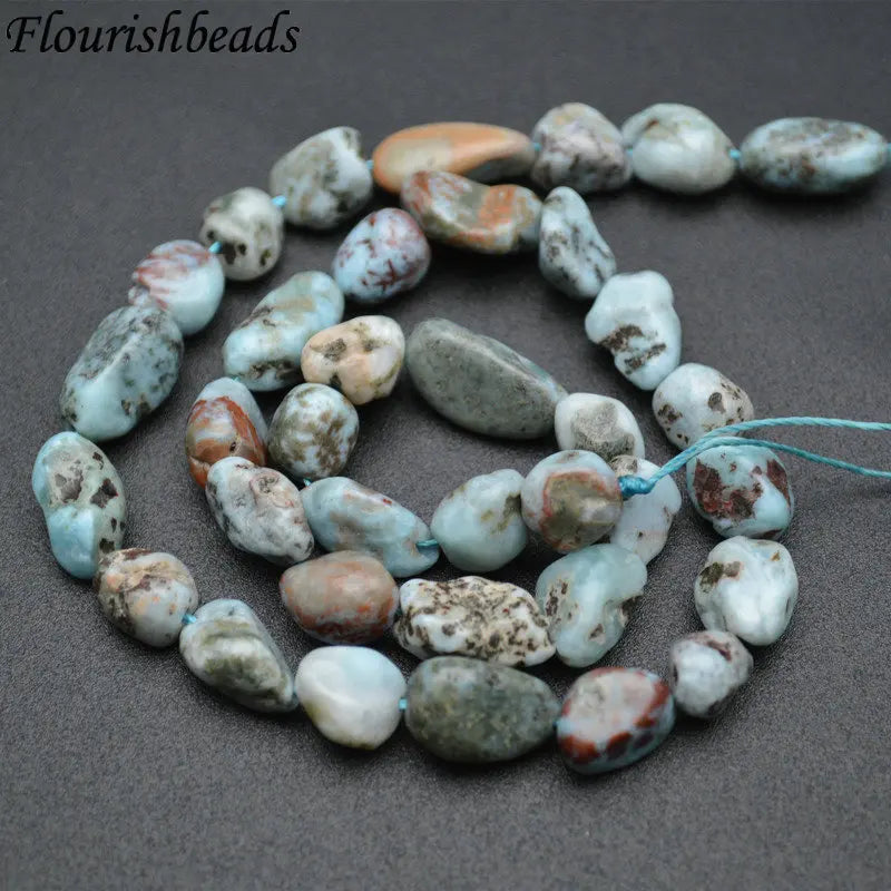 8~10mm Natural Larimar Irregular Shape Stone Loose Beads 1 Strand