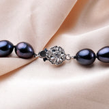 Natural Freshwater Pearl Necklace 925 Sterling Silver Flower Buckle