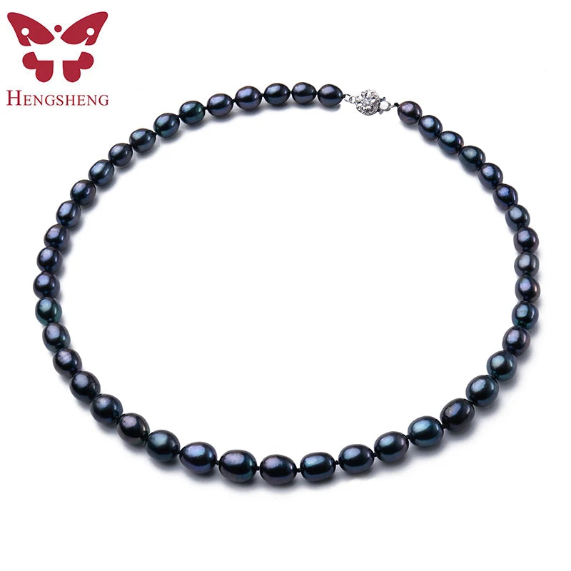 Natural Freshwater Pearl Necklace 925 Sterling Silver Flower Buckle