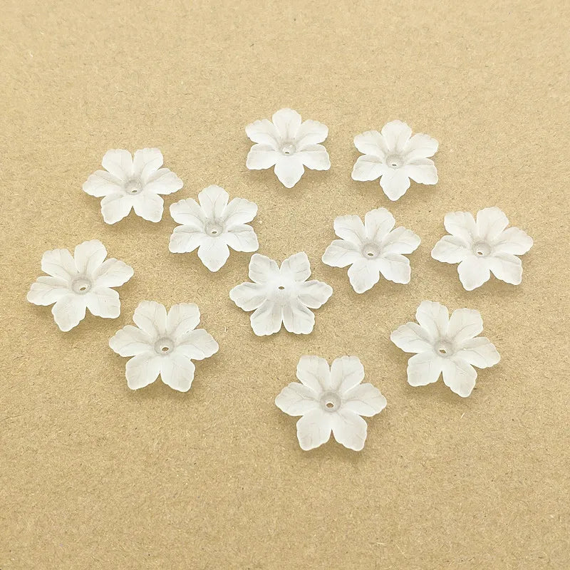 800pcs Clear Leaf Frosted Beads for Jewelry DIY