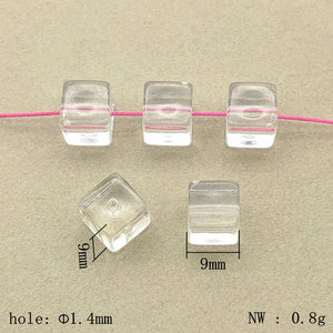 9/13mm Clear Acrylic Cube Beads - DIY Jewelry Parts