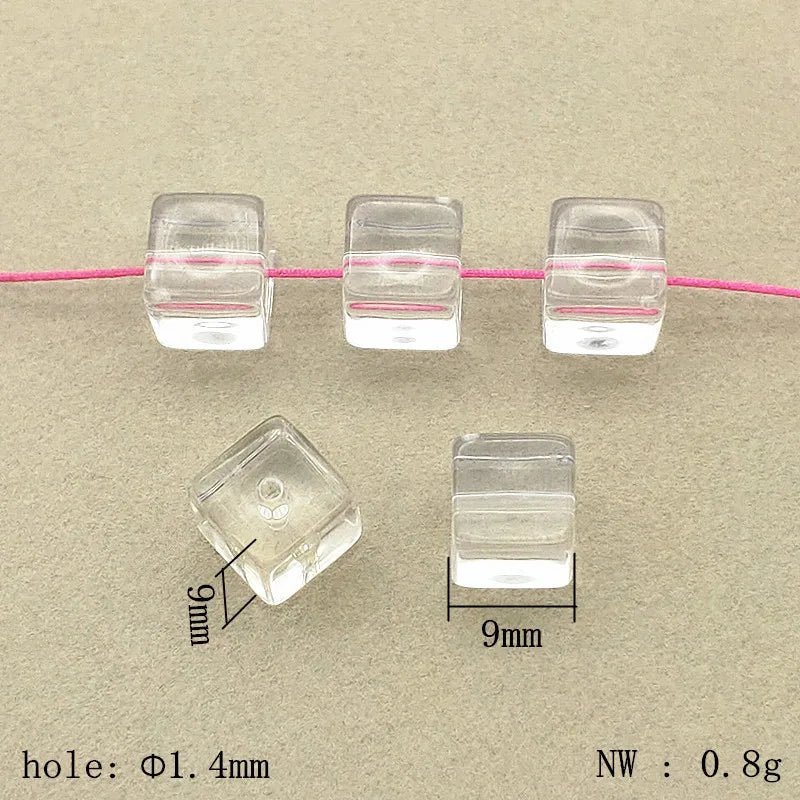 9/13mm Clear Acrylic Cube Beads - DIY Jewelry Parts